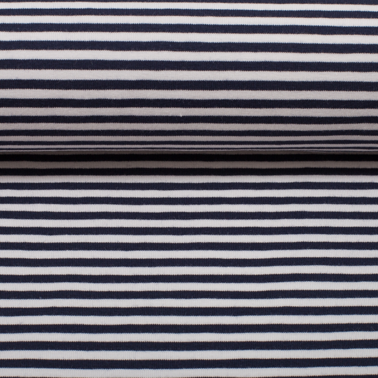 Jersey Streifen - 3 mm - Weiß/Dunkelblau
